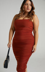 Coming For You Midi Dress - Mesh Dress in Chocolate Mesh