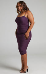 Coming For You Midi Dress - Mesh Dress in Dark Purple