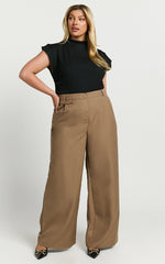 Brionne Top - High Neck Cap Sleeve Top in Black