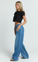 Danzel Top - Boxy Fit Cap Sleeve Crop Top in Black