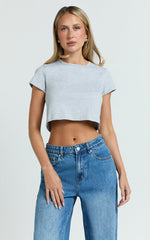 Danzel Top - Boxy Fit Cap Sleeve Crop Top in Grey