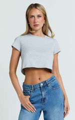 Danzel Top - Boxy Fit Cap Sleeve Crop Top in Grey