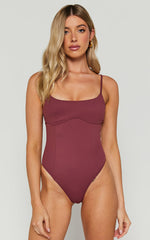 Daramie Bodysuit - Underbust Detail Bodysuit in Burgundy