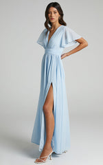 December Maxi Dress - Empire Waist Dress in Light Blue