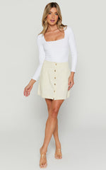 Elia Bodysuit - Square Neck Long Sleeve Bodysuit in White