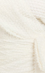 Elisa Mini Dress - One Shoulder Wrap Skirt Bow Detail Dress in Cream
