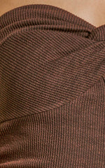 Jelena Top - Jersey Strapless Twist Front Top in Chocolate