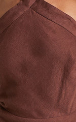 Maelynn Midi Dress - Linen Twist Halter Neck Low Back Slip Dress in Chocolate