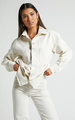 Faharra Shirt - Recycled Cotton Denim Shirt in Ecru