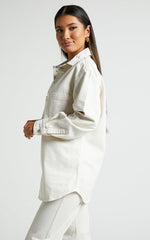 Faharra Shirt - Recycled Cotton Denim Shirt in Ecru