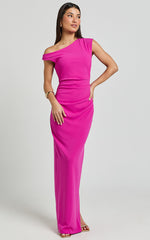 Genie Maxi Dress - Off The Shoulder Dress in Pink