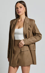 Haidy Blazer - Single Breasted Boyfriend Blazer in Taupe