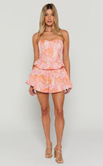 Hailey Shorts - Jacquard Full Shorts in Pink & Orange