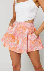 Hailey Shorts - Jacquard Full Shorts in Pink & Orange