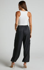 Hanabi Pants - High Waisted Cargo Parachute Pant in Black