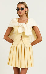 Harlee Vest - Fitted V Neck Tailored Vest Top in Lemon