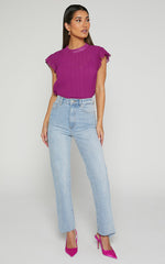 Harlow Top - High Neck Pleated Workwear Top in Plum