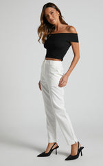 Hermie Pants - High Waisted Cropped Tailored Pants in White
