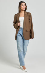 Izara Blazer - Oversized Boyfriend Fit Blazer in Oak