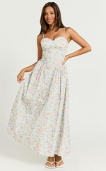 Jessica Midi Dress - Sweetheart Neck Fit & Flare Midi Dress in Vintage Floral