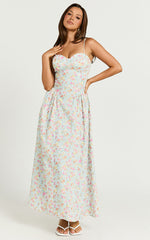 Jessica Midi Dress - Sweetheart Neck Fit & Flare Midi Dress in Vintage Floral