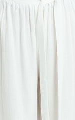 Kalli Pants - Linen Look Belted Wide Leg Relaxed Pants in White