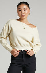 Kamille Top - Asymmetric Side Shoulder Knit Top in Off White
