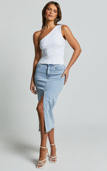 Karel Top - One Shoulder Sleeveless Top in White