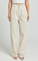 Kiraye Pants - Linen High Waist Tailored Pants in Natural