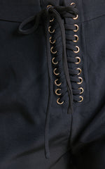 Kristitah Mini Shorts - Lace Up Hardware Eyelet Shorts in Black