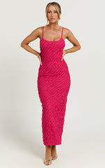 Lilibeth Midi Dress - Strappy Frill Detail Slip Dress in Pink