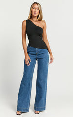 Maria Top - One Shoulder Asymmetrical Top in Black