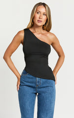 Maria Top - One Shoulder Asymmetrical Top in Black