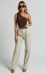 Maria Top - One Shoulder Asymmetrical Top in Chocolate