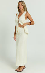 Mercedes Maxi Skirt - Crochet Tie Waist Skirt in Cream