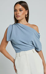 Nalfie Top - Asymmetrical Top in Pastel Blue
