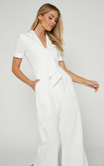 Naples Jumpsuit - Wrap Front Jumpsuit in White