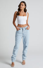 Pellar Top - Square Neck Corset Top in White