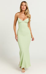 Rhaima Midi Dress - Open Back Strap Detail Dress in Sage