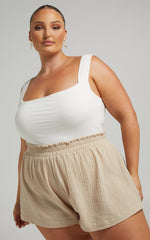 Donita Shorts - Elastic Waist Shorts in Neutral