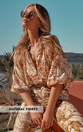 Amalie The Label - Nelle Puff sleeve High Neck Shirt in Frieja Print
