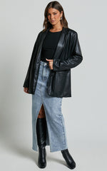 Samanfa Jacket - Faux Leather Jacket in Black