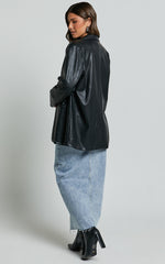 Samanfa Jacket - Faux Leather Jacket in Black
