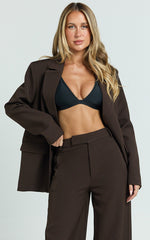 Selena Blazer - Oversized Single Breasted Blazer in Dark Chocolate
