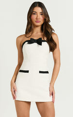 Skylee Playsuit - Bow Detail Mini Playsuit in Cream