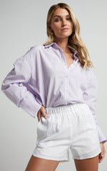 Terah Shirt - Button Up Shirt in LILAC STRIPE