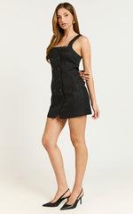 Tonia Dress - Boucle Button Detail Dress in Black