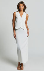 Vance Maxi Skirt - Linen Back Split Skirt in Off White