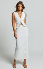 Vance Maxi Skirt - Linen Back Split Skirt in Off White