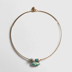 Evil Eye Collar Necklace - Gold/Blue